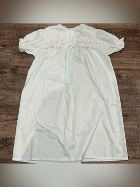 VTG Gaymode Penneys Light Blue Floral Night Gown Dress M Medium Lace